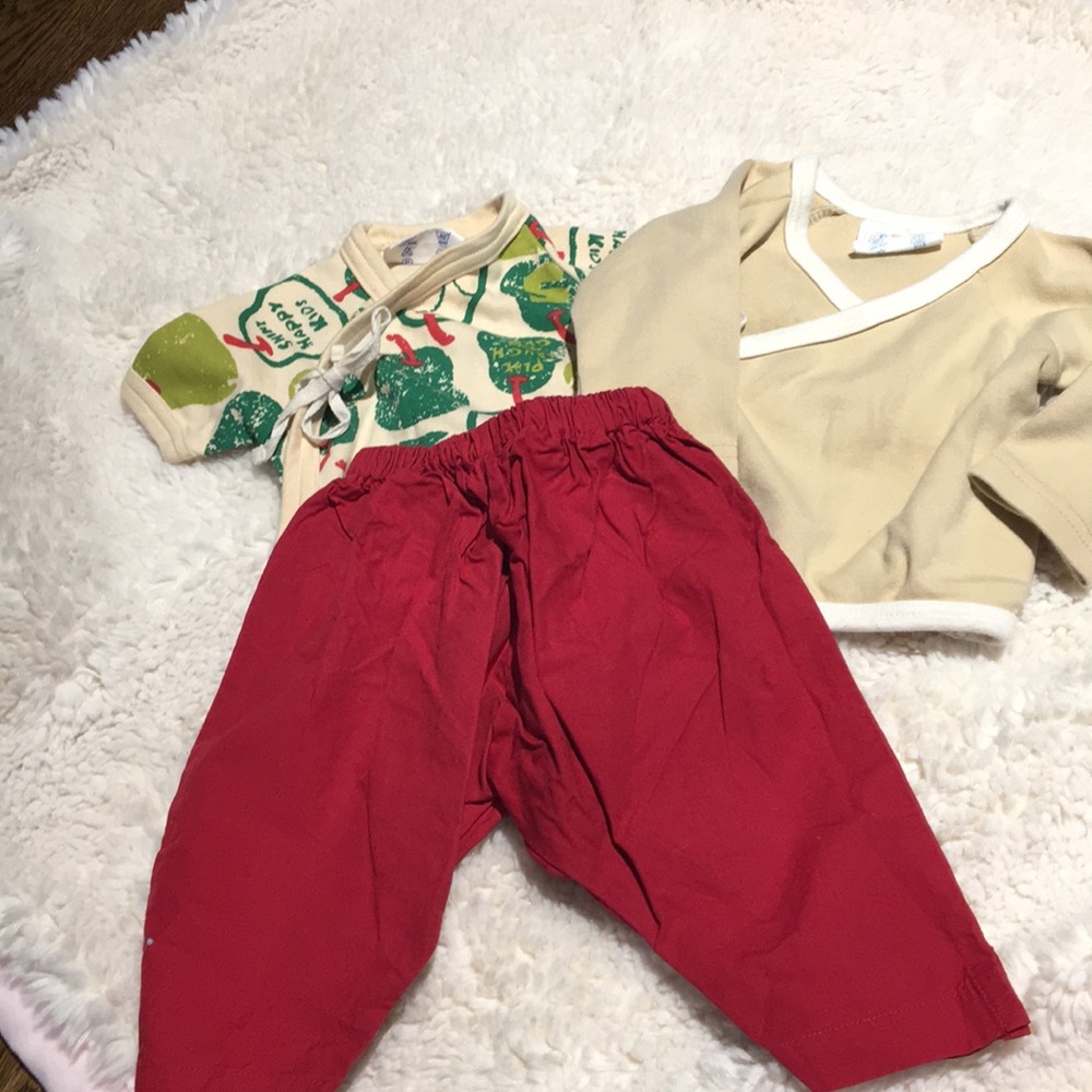 Skoon organic cotton onesie, kimono jacket,pant